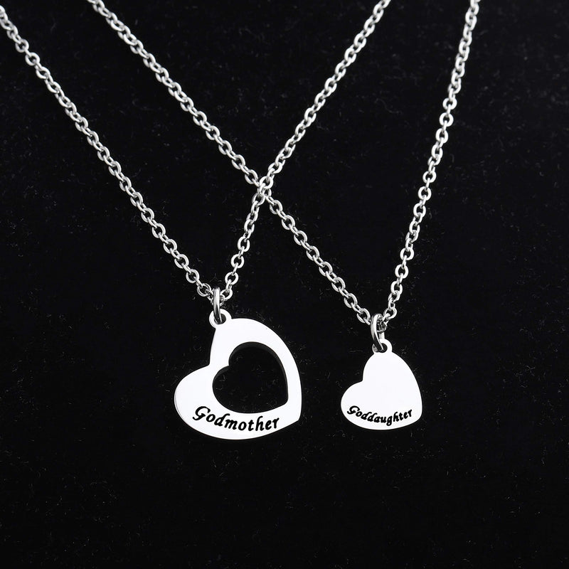 [Australia] - FUSTMW Goddaughter Necklace Godmother In Heart Matching Necklace Set Goddaughter Baptism Gift Religious Jewelry for Godmother 