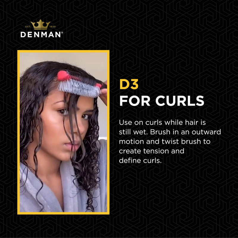 [Australia] - Denman Hair Brush for Curly Hair D3 (All Black) 7 Row Styling Brush for Blow-Drying All Black 1 Count (Pack of 1) 