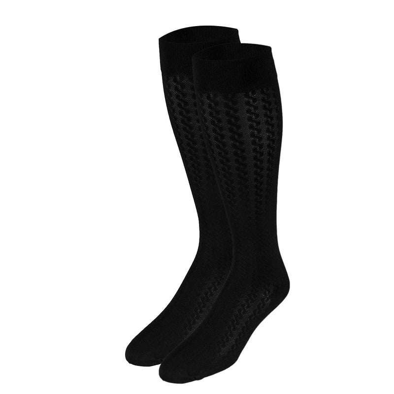 [Australia] - Truform Compression Socks, 15-20 mmHg, Women's Dress Socks, Knee High Over Calf Length, Black Cable Knit, X-Large X-Large (1 Pair) 