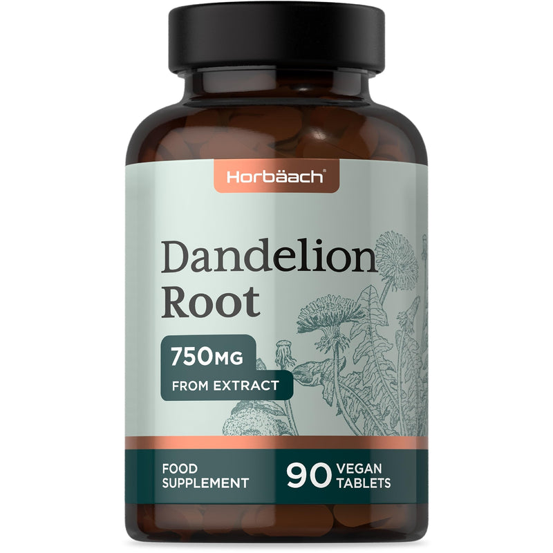 [Australia] - Dandelion Root Extract 750mg | High Strength 4:1 Extract | Liver & Digestion Support | 90 Vegan Tablets | by Horbaach 