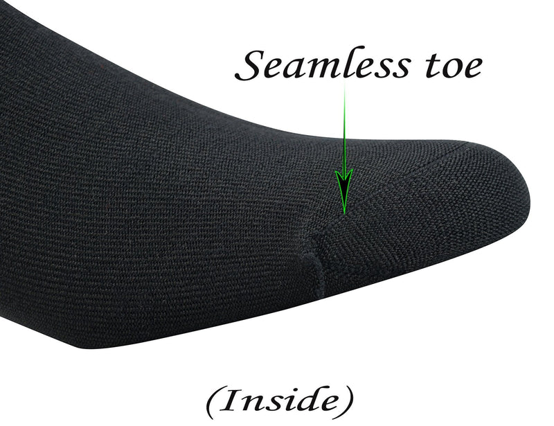 [Australia] - Yomandamor Men's 5 Pairs Bamboo Non-binding Flat-Knit Ankle Diabetic/Dress Socks with Seamless Toe(Big and tall available) 12-16 5 Pairs Black 