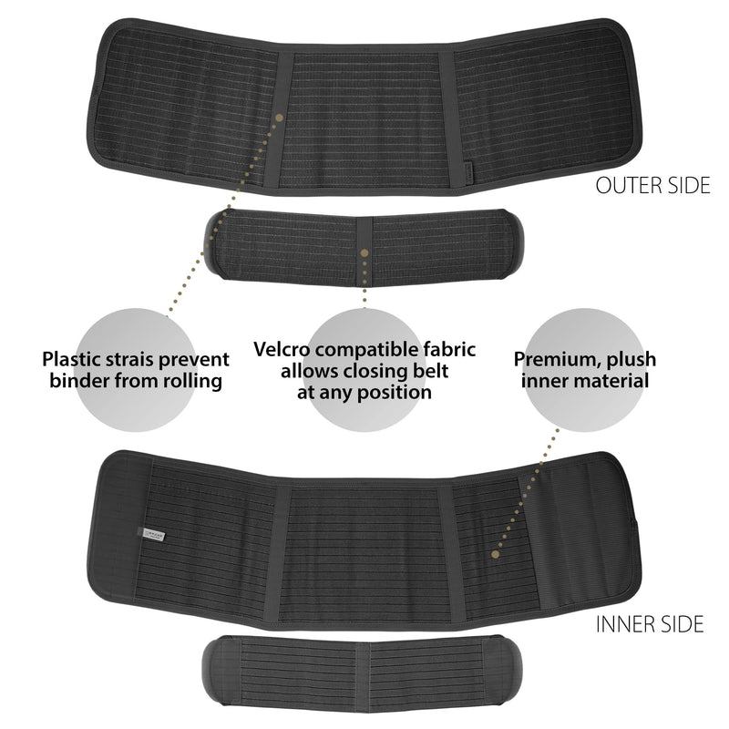 [Australia] - ORTONYX Ergonomic 9.5" Abdominal Binder - Postpartum Postoperative Wrap - Abdomen Hernia Support Belt for Men and Women - L/XL (32"-43") Black L/XL (32"-43") 