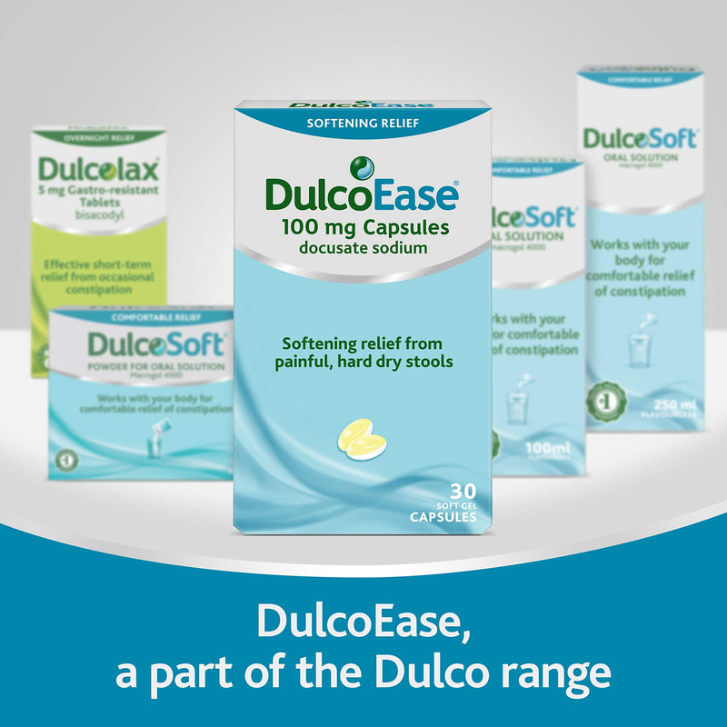 [Australia] - DulcoEase 100 mg Docusate Sodium Capsules - Softening Constipation Relief - Pack of 60 Soft Gel Capsules - Stool Softening Laxative 