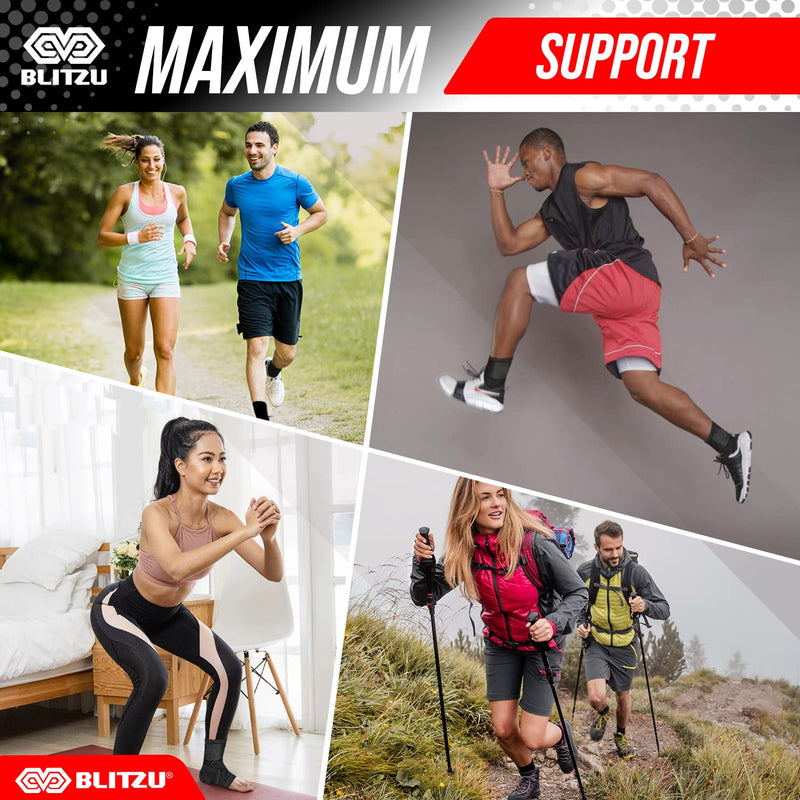 [Australia] - BLITZU Ankle Brace With Adjustable Compression Support Strap for Achilles Tendonitis, Joint Pain Relief. Ankle Wrap for Women & Men for Sprained Ankle & Protectors Sleeve for Heel Pain, Foot Arch M Black Medium 