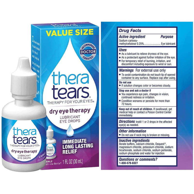 [Australia] - TheraTears 1200mg Omega 3 Supplement for Eye Nutrition VIT E, 90 Count with Thera Tears Eye Drops for Dry Eyes, Provides Long Lasting Relief, 30 mL, 1 Fl Oz (Pack of 1) Value Size 90 Ct Supplement + 1 Oz Eye Drops 