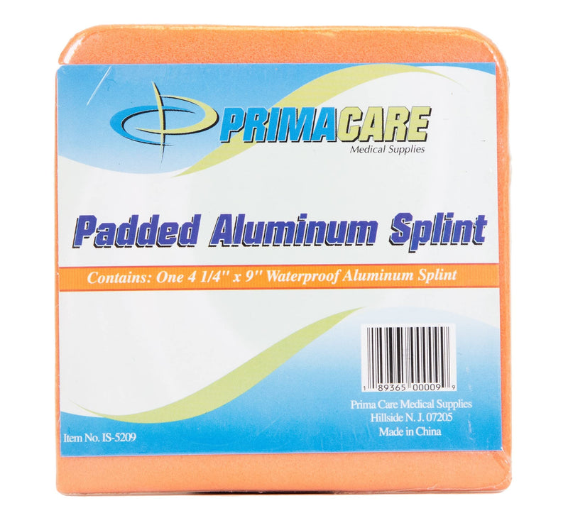 [Australia] - Primacare IS-5209 Padded Aluminum Splint for Hands, Legs, Nose, Ankle or Braces, Universal Waterproof Medical and Tactical Splint, First Aid Emergency Support Splints, 9", Orange 
