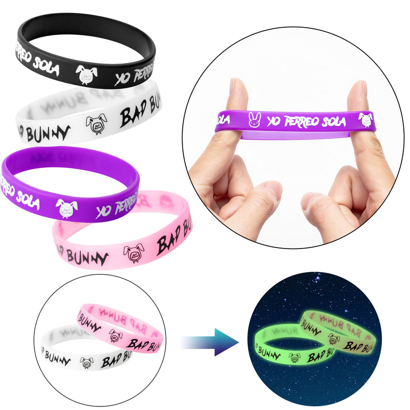 [Australia] - 8TEHEVIN 24PCS Bad Bunny Wristband Bracelet, Rock Bands Silicone Wristbands, Cool Silicone Bracelets, Stretch Wristband for Men Women, Motivational Rubber Bracelets Sports Edition, Bad Bunny Gifts 