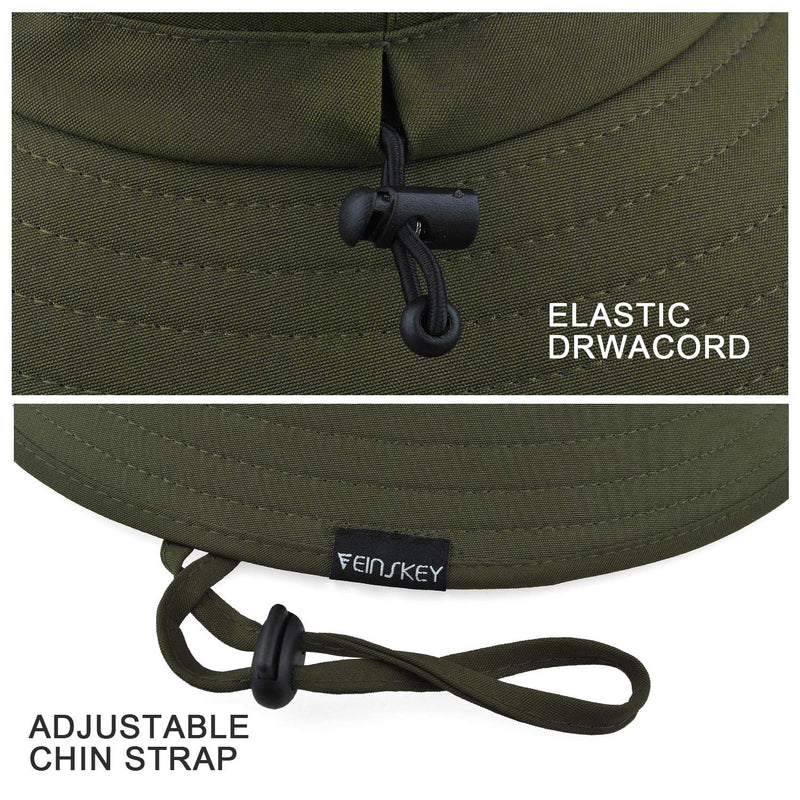 [Australia] - EINSKEY Sun Hat for Men/Women, Sun Protection Wide Brim Bucket Hat Waterproof Breathable Packable Boonie Hat for Fishing Army Green 