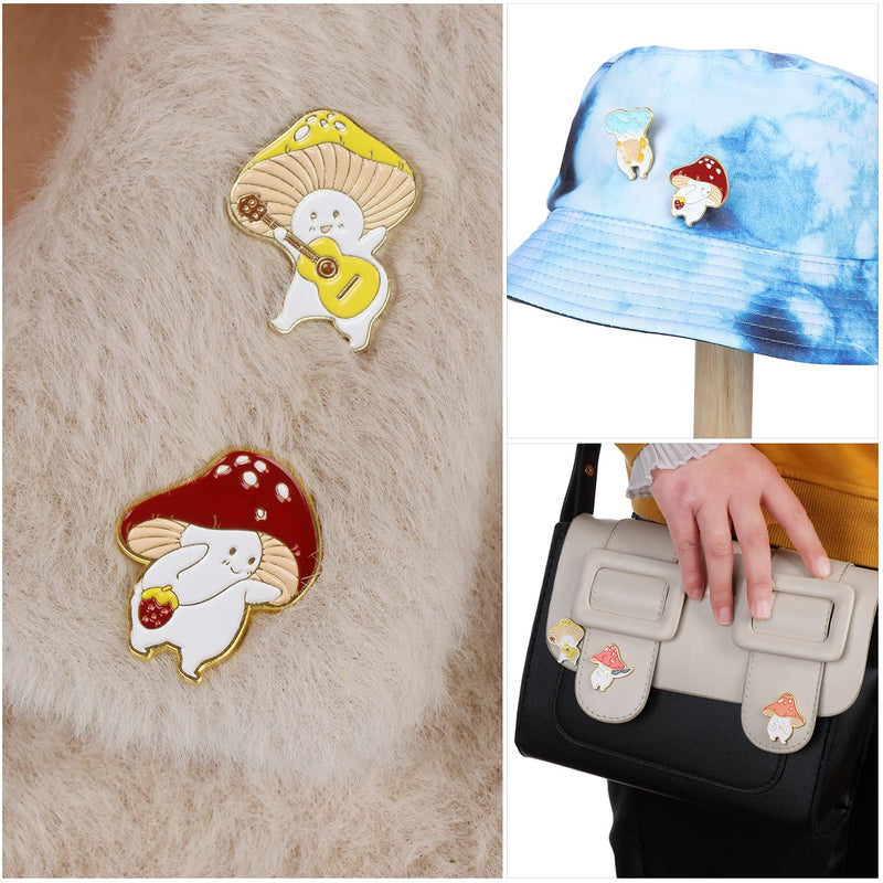 [Australia] - LTBLBY 5PCS Enamel Pin Brooches Set Cute Mushroom Lapel Badge Funny Cartoon Enamel Pin for Cloths Hats Backpack DIY Decoration 