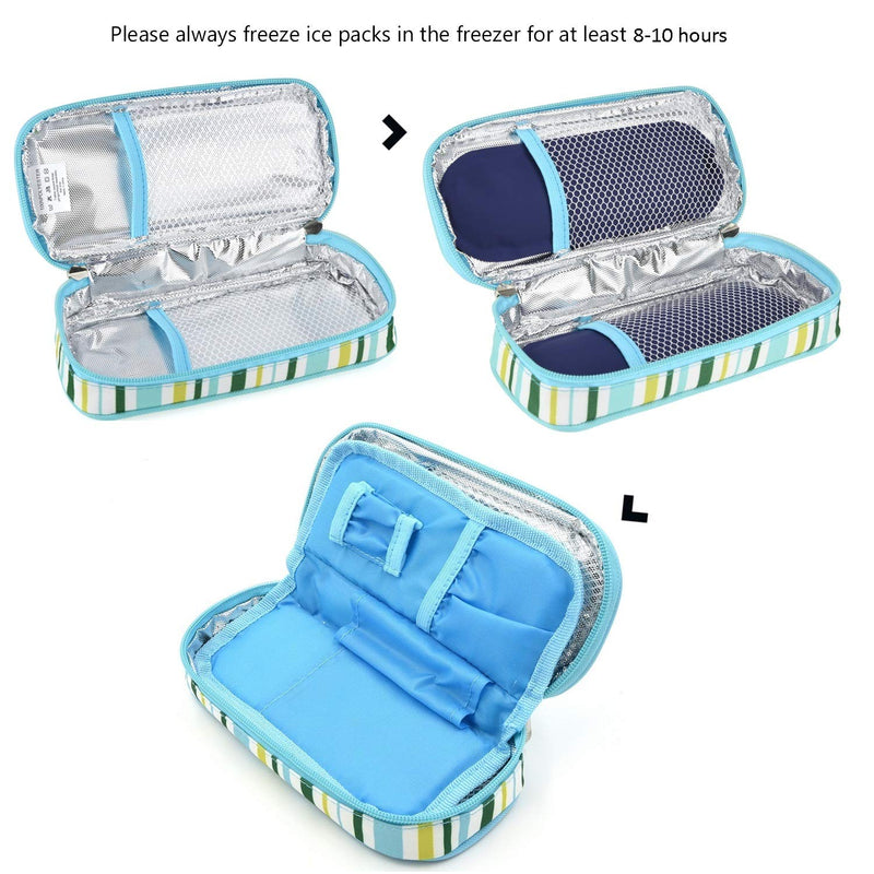 [Australia] - Goldwheat Insulin Cooler Travel Case Diabetic Medication Organizer Medical Cooler Bag with 2 Ice Pack Waterproof and Insulation Liner, Light Blue 