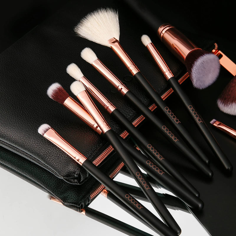 [Australia] - Docolor Makeup Brushes Set 15 Pieces Kabuki Makeup Brushes with Case Professional Make Up eyeshadow Brushes with a Portable Black Cosmetic Bag for Women 15 Piece 