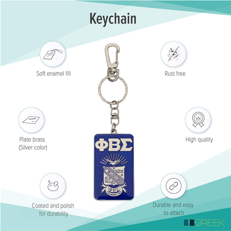 [Australia] - Bad Bananas Phi Beta Sigma Fraternity - Keychain - Classic Letters and Shield - Silver Metal with Enamel Fill - Officially Licensed 