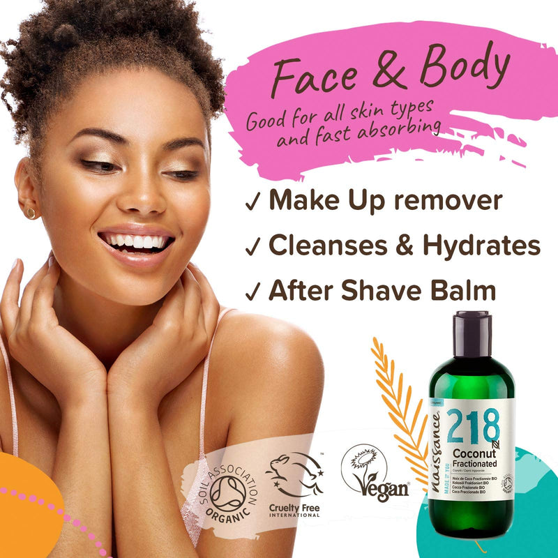 [Australia] - Naissance Organic Liquid Fractionated Coconut Oil (No. 218) 250ml - 100% Pure Natural for Skin, Hair, Lip Gloss, Beauty, Recipes, Aromatherapy, Massage - Edible MCT Oil ‚Äì Cruelty Free, Vegan 
