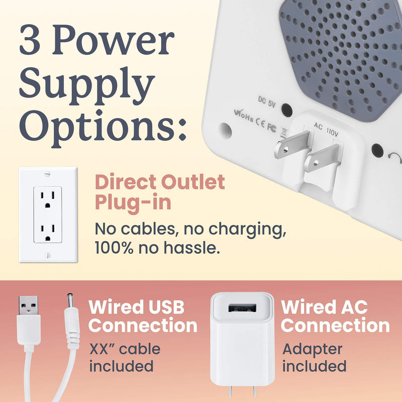 [Australia] - Plug in White Noise Sound Machine with Adjustable Kids Night Light for Sleeping, 9 Non-Looping Sounds, Timer, Volume Control & Headphone Jack | Portable Noise Maker for Adults & Baby, Home, Office 