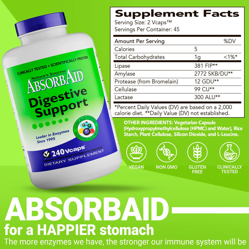 [Australia] - AbsorbAid Digestive Enzymes 240 vCaps, Proven to Increase Vital Nutrient Absorption by up to 71% 