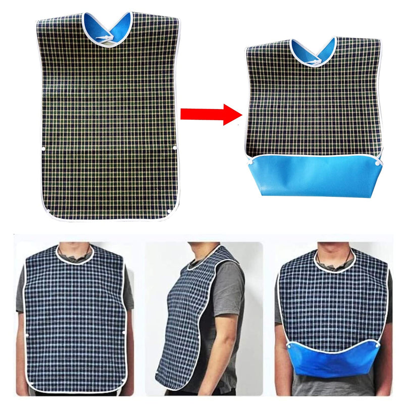 [Australia] - JZK 2 x Long large waterproof feeding bib for elderly, adult and teenager, washable adult dribble bib for disabled people and stroke patient 