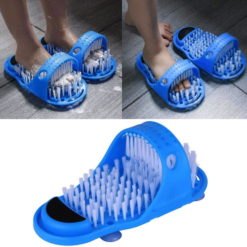 [Australia] - Magic Feet Cleaner, Xfaiz Blue Feet Cleaner Washer Brush Exfoliate Cleaner Bristle Slipper No Bending Foot Massager for Washer Shower Spa Massager Slippers (1),28.5*11.5cm 1 