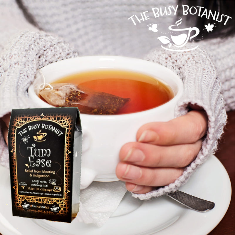 [Australia] - Tum Ease Herbal Tea Bags - Digestion Tea for Bloating Relief and Stomach Ease - Peppermint Tea with Ginger & Chamomile - Caffeine Free, Decaffeinated - 2 x 15 Loose Leaf Tea Bags by The Busy Botanist 