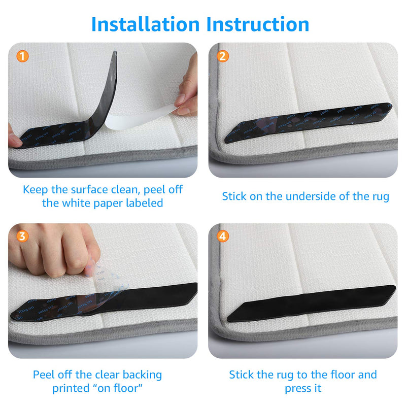 [Australia] - 12 PCS Rug Tape, Reusable Washable Carpet Tape, Double Sided Non-Slip Rug Pads for Hardwood Floors, Rug Stoppers for Area Rugs, Black 12 