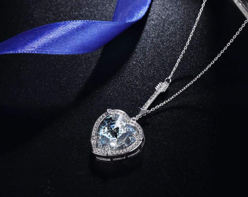 [Australia] - Mevecco Womens Girls "Cupit Heart" Fashion Pendant Cupid's Arrow Necklace with Swarovski Crystal in Gift Box A 