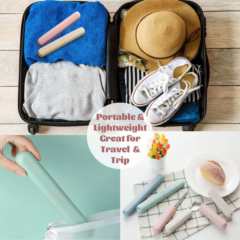 [Australia] - Toothbrush Travel Case Portable Travel Toothbrush Holder, 4 Pcs Plastic Toothbrush Cases Travel Covers for Holidays, Trip, Eco-Friendly Material Wheat Straw 