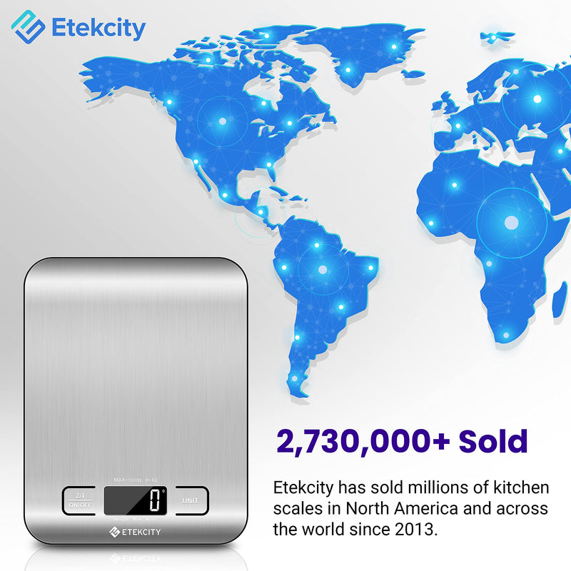 [Australia] - Etekcity Food Kitchen Scale, Digital Grams and Ounces for Weight Loss, Baking, Cooking, Keto and Meal Prep, Medium, 304 Stainless Steel Basic Medium Size 