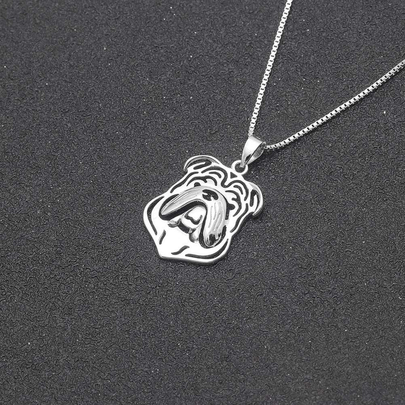 [Australia] - Bulldog Sterling Silver Necklace Dangle Earrings Set by Ginger Lyne Ears Down Puppy Dog Pet Pendant Box Chain Doggie Animal Paw Print Heart Jewelry for Mom Women Girls Teens 