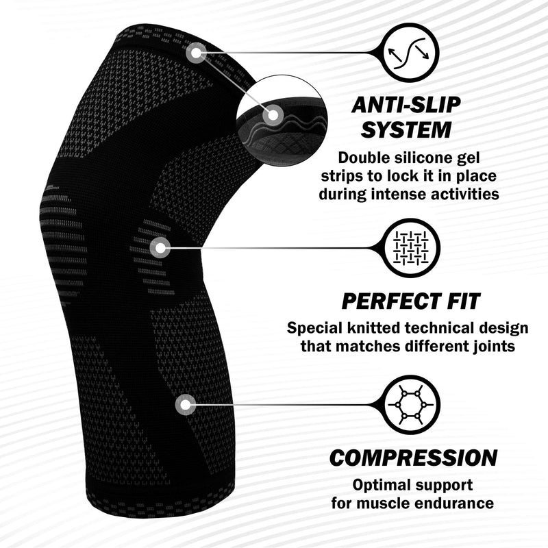[Australia] - POWERLIX Knee Compression Sleeve - Best Knee Brace for Knee Pain for Men & Women – Knee Support for Running, Basketball, Weightlifting, Gym, Workout, Sports Black Small 