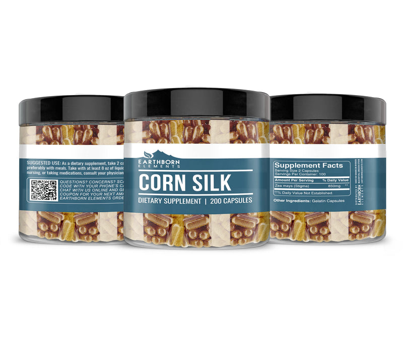 [Australia] - Earthborn Elements Corn Silk Extract 200 Capsules, Pure & Undiluted, No Additives 200 Count (Pack of 1) 