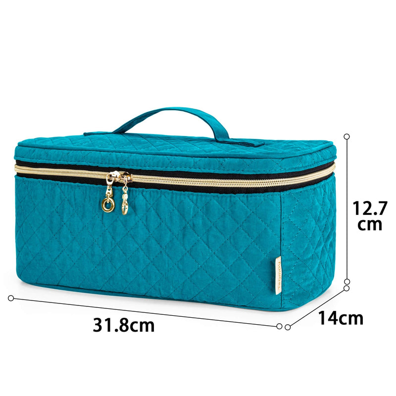 [Australia] - Teamoy Travel Makeup Brush Bag, Cosmetic Case for Makeup Brushes and Cosmetic Essentials with Transparent Zipper Pocket and Inner Divider, Teal(BAG ONLY) L 