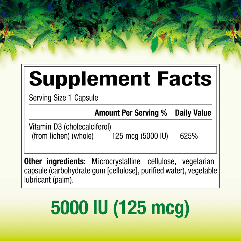[Australia] - Whole Earth & Sea from Natural Factors, Vitamin D3 5000 IU (125 mcg), Whole Food Supplement, Vegan, 60 Capsules (60 Servings) 60 Count (Pack of 1) 
