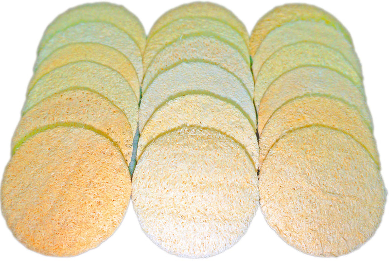 [Australia] - 18 Pack Natural Loofah Sponge Exfoliating Face Pads - Facial Body Scrubbers Pad - When Bath Shower and Spa - Loofa Sponges Brush Scrub - Bulk Loofahs Scrubber - Cleansing Skin For Women and Men 