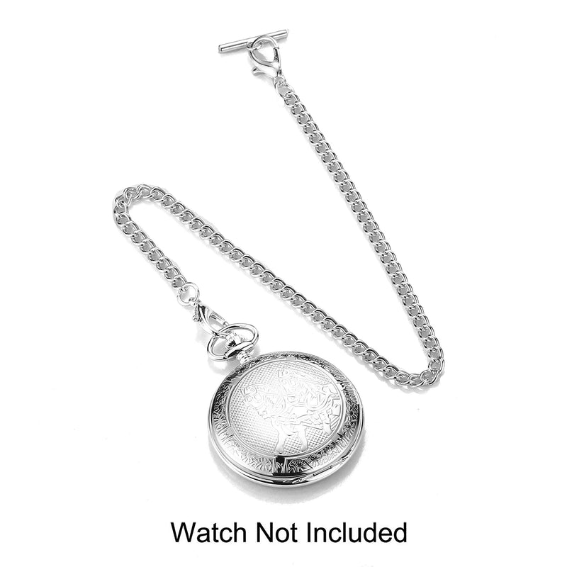 [Australia] - Pocket Watch Albert Vest Chain Vintage Metal Alloy Single Buckle Chain Sliver-3 