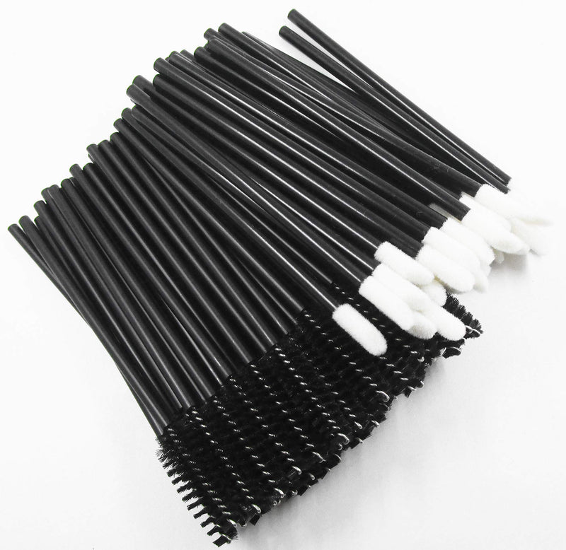 [Australia] - 100 PCS Disposable Makeup Applicators Eyelash Mascara Brushes Lip Brushes Mascara Wands Cosmetic Lipstick Wands Tool Kits… 100pc BlackWhite 