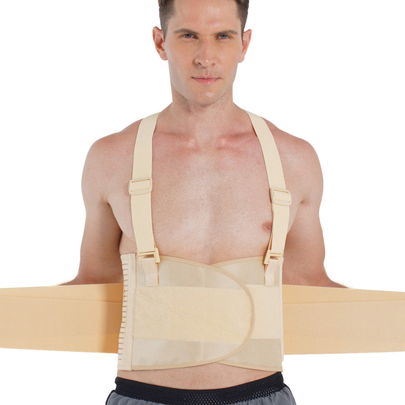 [Australia] - NeoTech Care Adjustable Back Brace Lumbar Support Belt with Suspenders, Beige, Size XL 