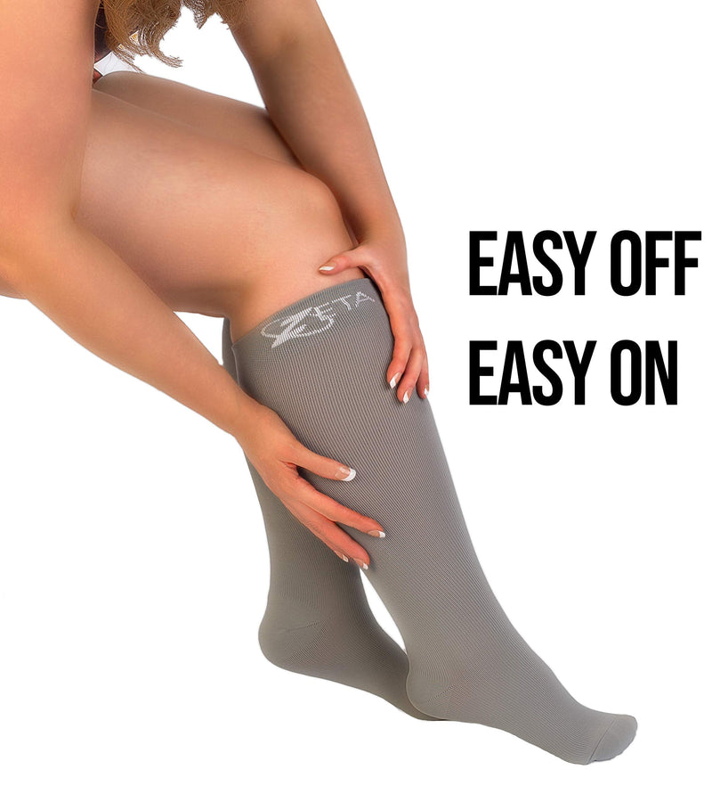 [Australia] - Zeta Socks XXXL Wide Plus Size Calf Compression, Soothing Comfy Gradient Support, Prevents Swelling, Pain, Edema, DVT, Large Cuffs, Stretch to 26 Inches, Unisex, for Flights 