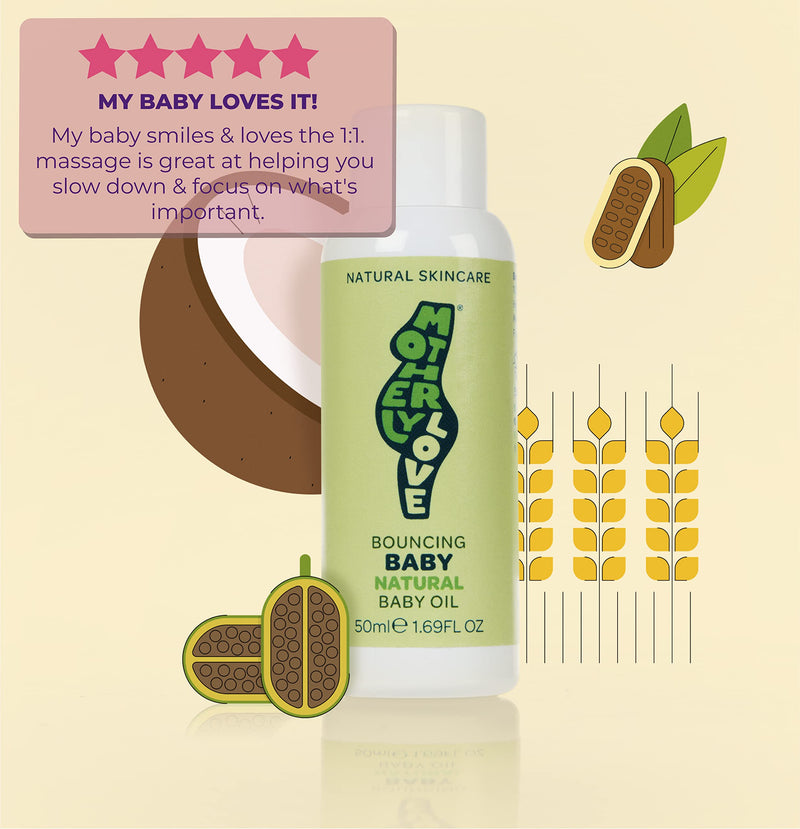 [Australia] - Motherlylove BOUNCING BABY Oil | 100% Natural & Vegan Coconut, Vit E | Gentle Nourishing Hydrating for New Borns Delicate Skin | Absorbs Readily No Residue | Made in UK Created by an Expert Midwife 50 ml (Pack of 1) 