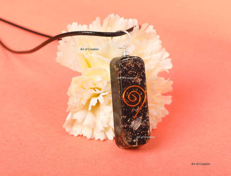 [Australia] - Crystal Chakra Gemstone Orgonite Necklace Pendant | EMF Protection | Energy Generator | Spiritual Healing (Black Tourmaline) 