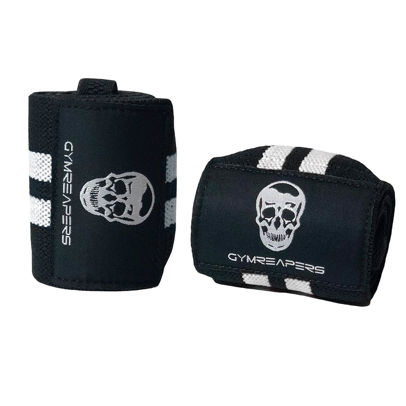 [Australia] - Elbow Sleeves (1 Pair) W/ Wrist Wraps - Elbow Brace For Support & Compression for Powerlifting, Weightlifting, Bench & Tendonitis - 5mm Neoprene - For Men & Women Black/White X-Large 