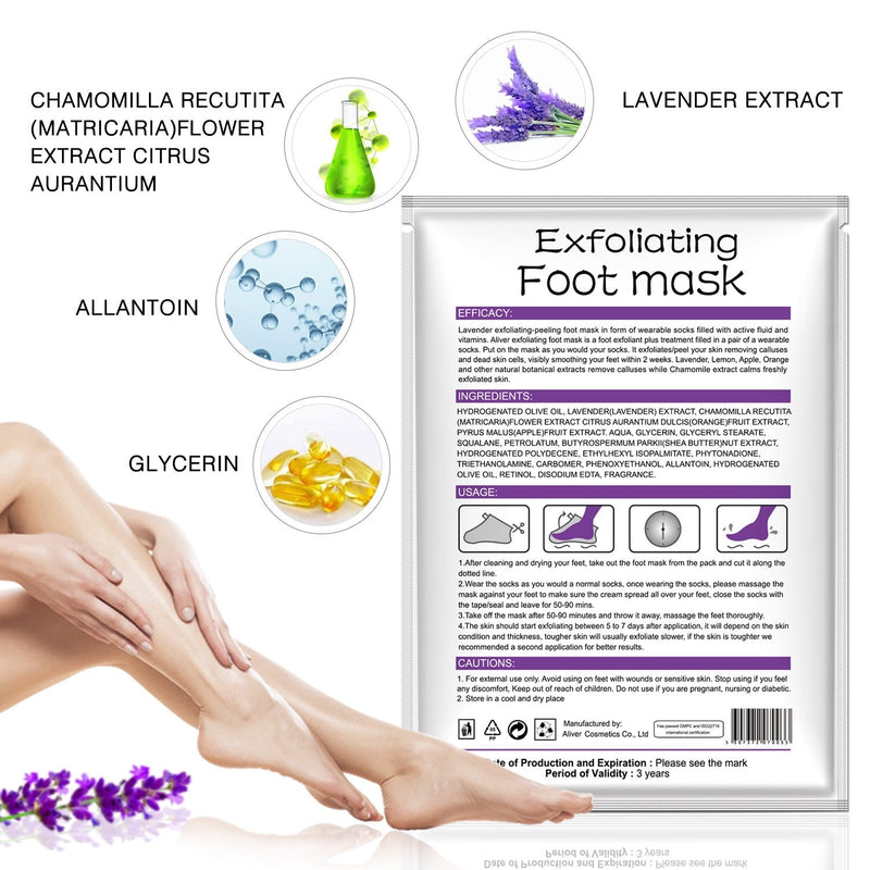 [Australia] - Foot Mask 5 Pack, Foot Peel Mask Callus Remover, Exfoliating Peeling Calluses Dead Skin, Callus Remover Foot Mask, Baby Soft Smooth Touch Feet-Men Women Exfoliating Foot Mask (Lavender) 2 Count (Pack of 5) 
