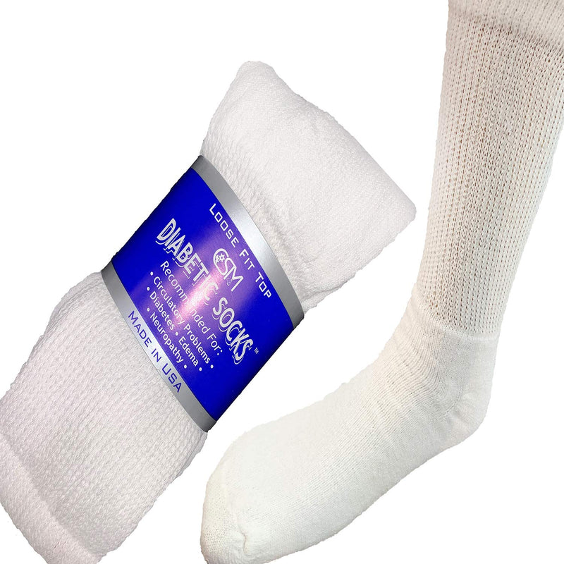 [Australia] - Creswell Diabetic Socks Made in USA (9-11, 6 Pairs White Crew) 9-11 
