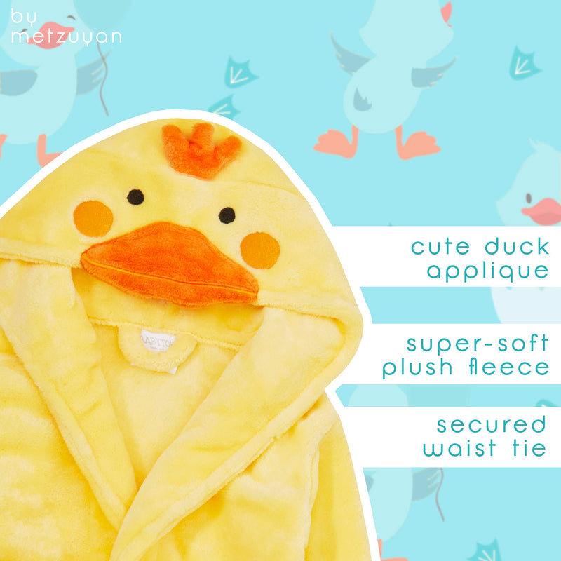 [Australia] - Metzuyan Baby Girls & Boys Plush Fleece Animal Dressing Gown 0-24 Months 0-6 Months Duck 