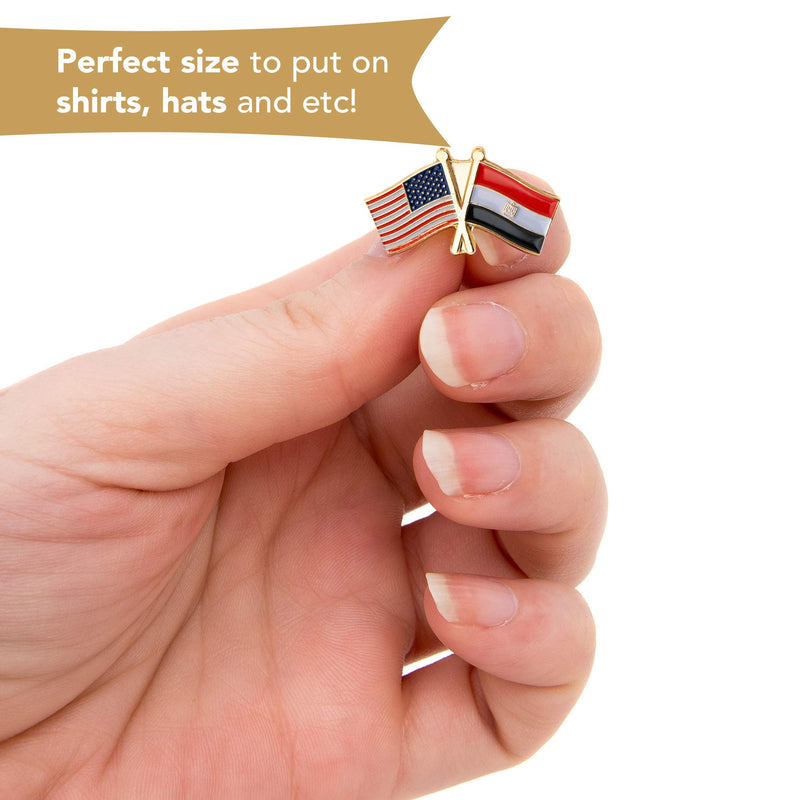 [Australia] - Desert Cactus Egypt Country Lapel Enamel with United States USA Souvenir Hat Men Women Patriotic Egyptian (Double Flag Pin) 