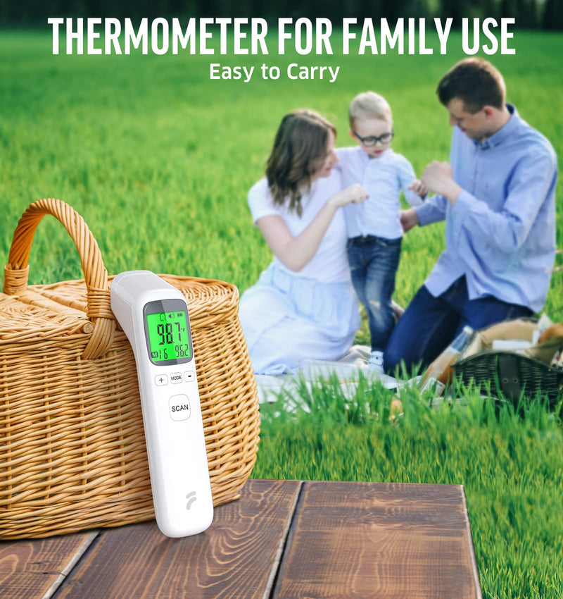[Australia] - Thermometer for Adults and Kids, No-Touch Forehead Thermometer with Object Mode Function,Fever Alert and 32 Set Memory Recall,Instant Accurate Reading Digital Baby Thermometer for Fever White 