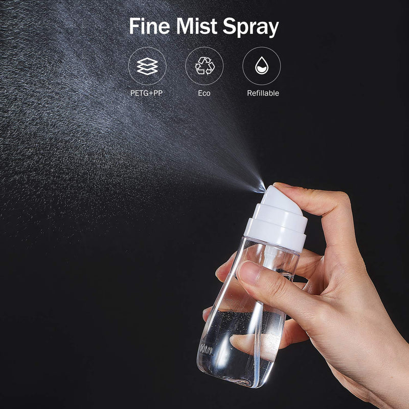 [Australia] - Plastic Empty Spray Bottles with Fine Mist Sprayer,3.4oz/100ml Refillable Portable Travel Bottle,Liquid Sprayer,Chemical Resistance (2 Pack) 