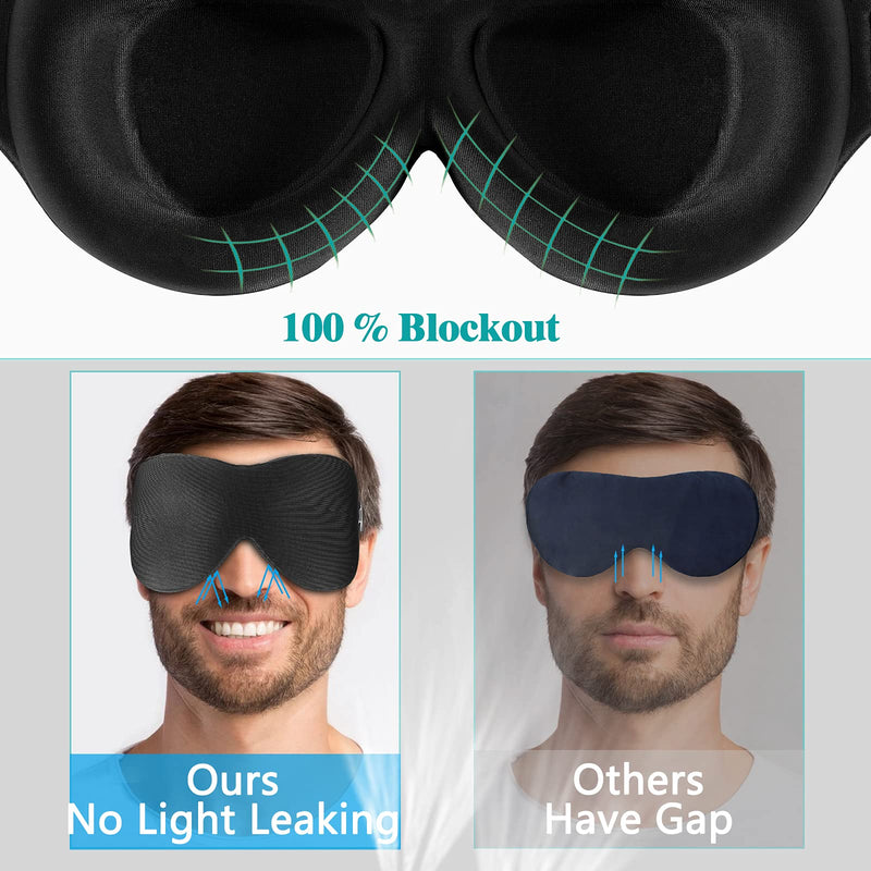 [Australia] - ALASKA BEAR Sleep Mask for Lash Extensions Deep and Wide Molded Eye Cups 3 D Blackout Mask for Women Protecting Long Eyelashes, Black 