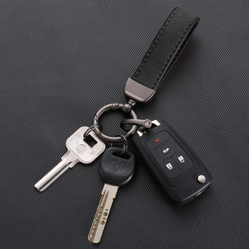 [Australia] - ILANKTOZI Car key chain Suede cowhide keychain key chains for women and men Black 
