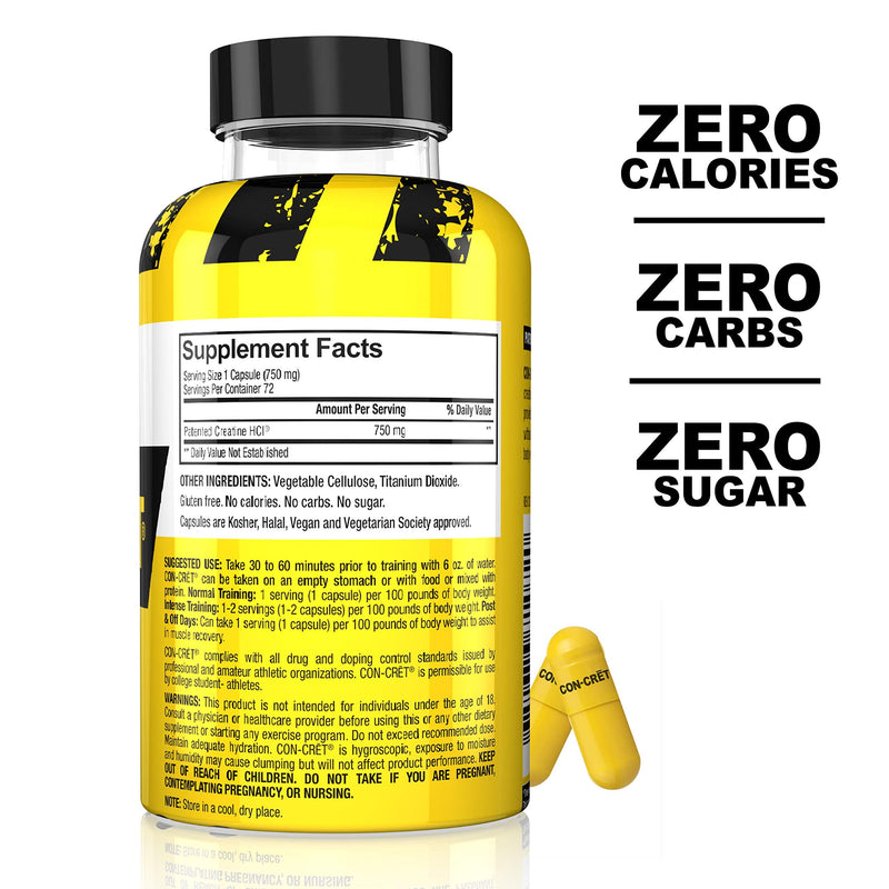 [Australia] - ProMera Sports CON-CRET®, The Original and Patented Pure Creatine HCl for Boosting Performance, Endurance, and Strength, 750 mg- 72 Capsules 