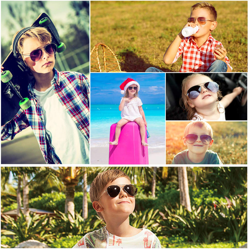 [Australia] - Aviator Sunglasses for Kids Girls Boys Children, Small Face Eyewear for Age 3-12, UV Protection, with Case, Lightweight Gold Frame Brown Lens 50 Millimeters 