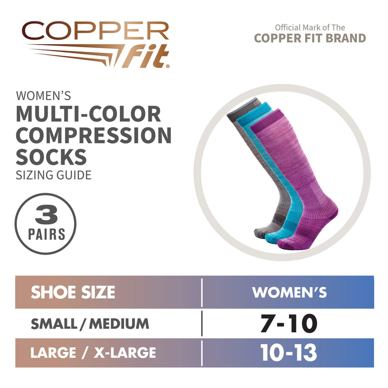 [Australia] - Copper Fit Energy Women's Easy-On/Easy-Off Knee High Compression Socks Assorted Colors Small-Medium 